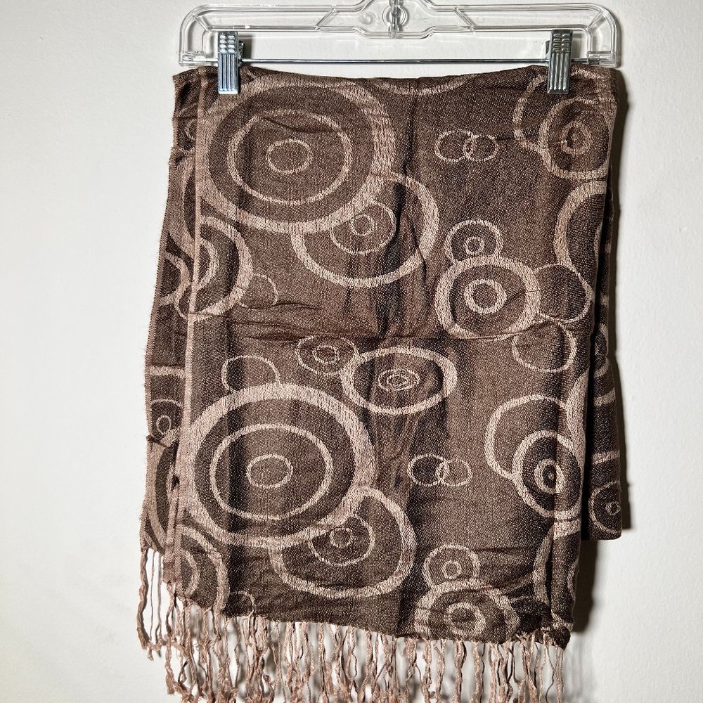 Brown and Beige Patterned Scarf